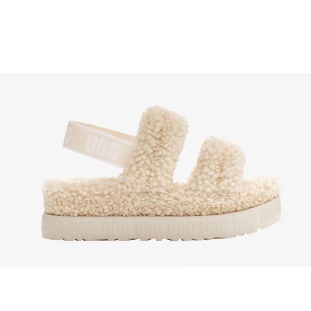 UGG OH FLUFFITA Slide Slippers Sz 10 Sheepskin Upper And Insole Color Natural